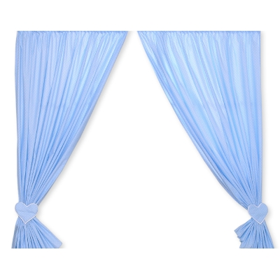 Tendaggio Cameretta di Bambini Blu Pois Bianchi Cuori