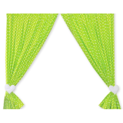 Tende per Cameretta Verde Pois Bianchi Cuori