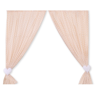 Tende per La Cameretta Dei Bambini Beige Pois Bianchi Cuori