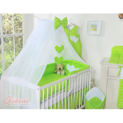 Velo Zanzariera per Lettino Verde Pois Bianchi Chiffon Cuori