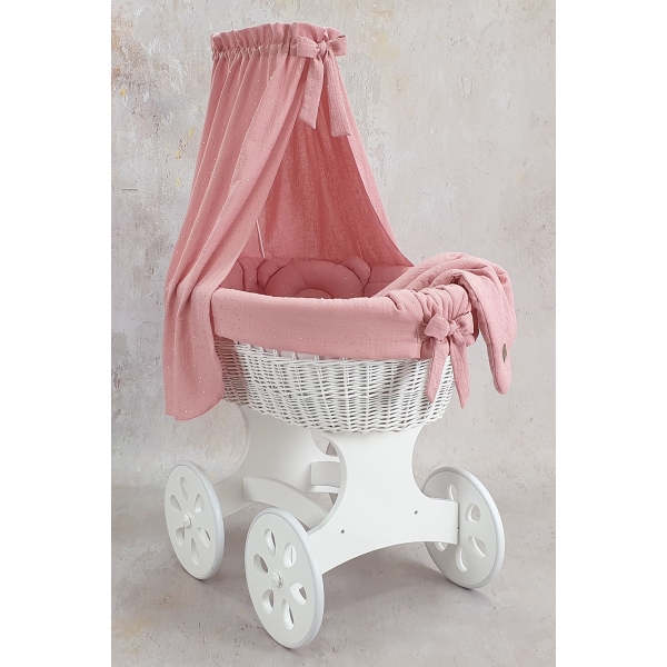 Bellissima culla vimini per ragazza neonata rosa