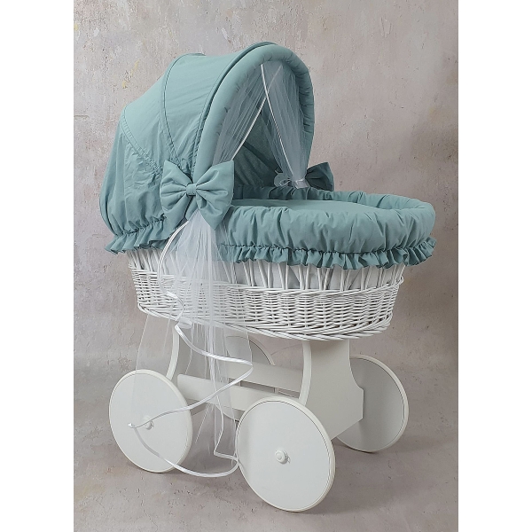 Cappottina color khaki nel set per culla in vimini