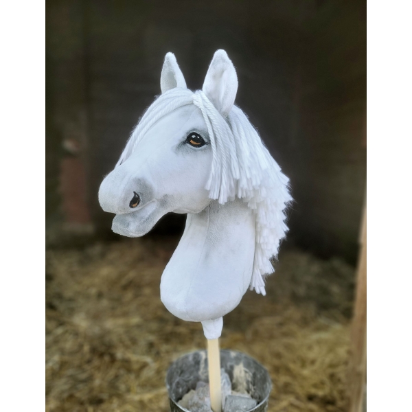 Cavallo con Bastone Premium -Bianco - Hobby Horse