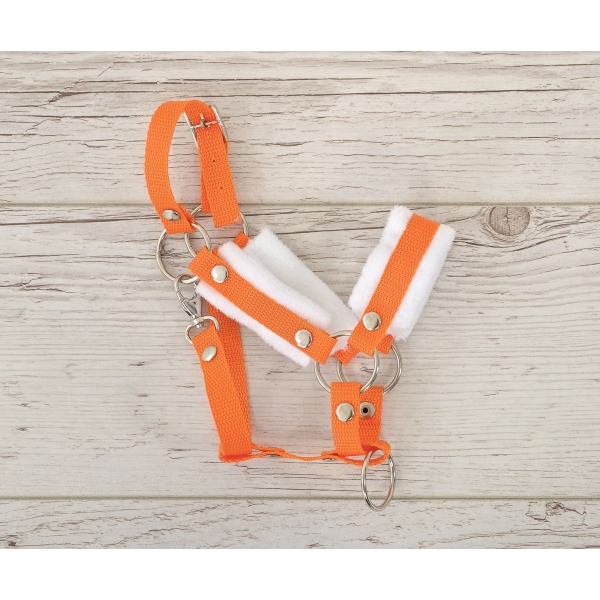 Cavezza per Il Tuo Cavallo Hobby Arancio con Pelliccia Bianca