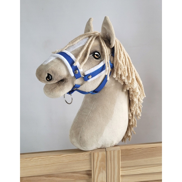 Cavezza per Il Tuo Cavallo Hobby Blu con Pelliccia Bianca