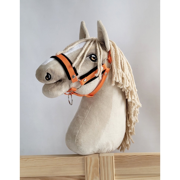 Cavezza per Il Tuo Cavallo Hobby Nero Arancio con Pelliccia Bianca