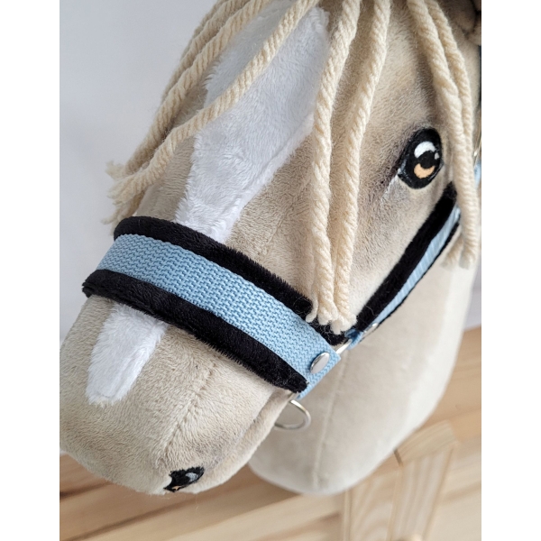 Cavezza per Il Tuo Cavallo Hobby Nero Azzurro con Pelliccia Bianca