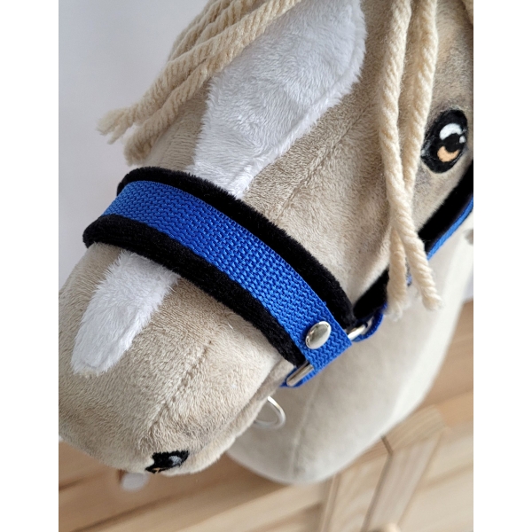 Cavezza per Il Tuo Cavallo Hobby Nero Blu con Pelliccia Bianca