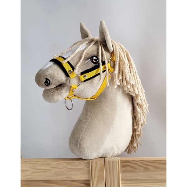 Cavezza per Il Tuo Cavallo Hobby Nero Giallo con Pelliccia Bianca