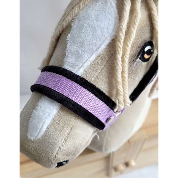 Cavezza per Il Tuo Cavallo Hobby Nero Lilla con Pelliccia Bianca