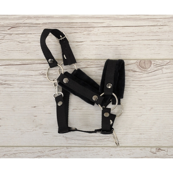 Cavezza per Il Tuo Cavallo Hobby con Pelliccia Nera