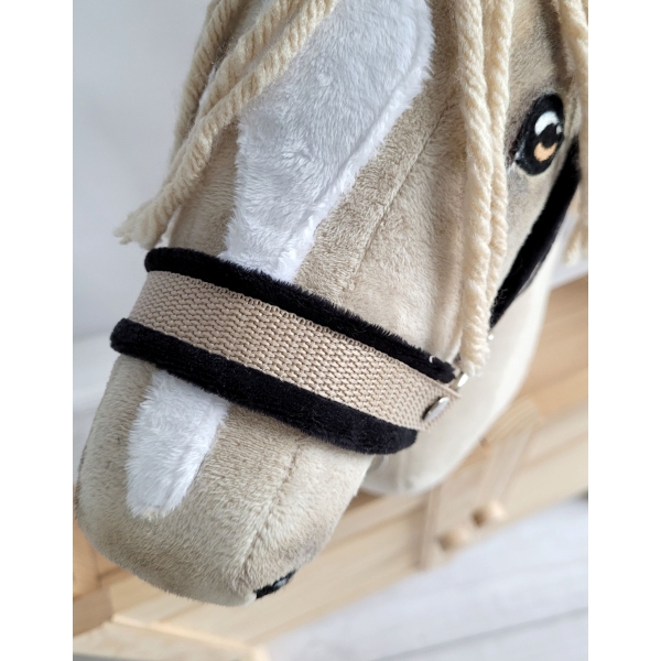 Cavezza con Pelliccia Nera per Cavallo Hobby Beige