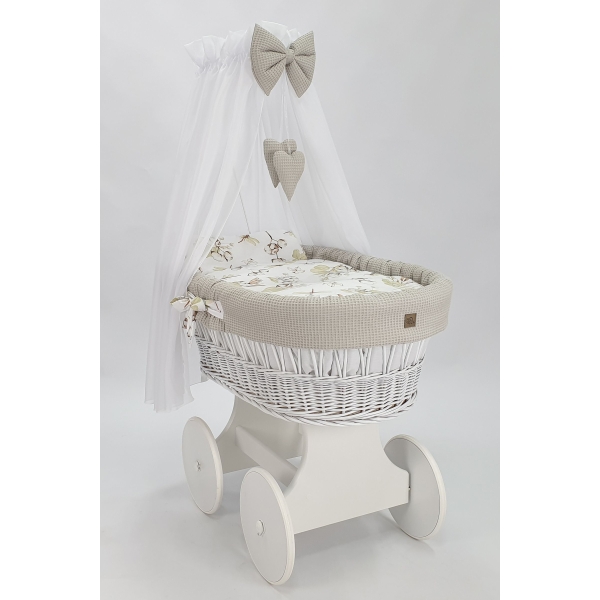 Culla bianca con paracolpi beige