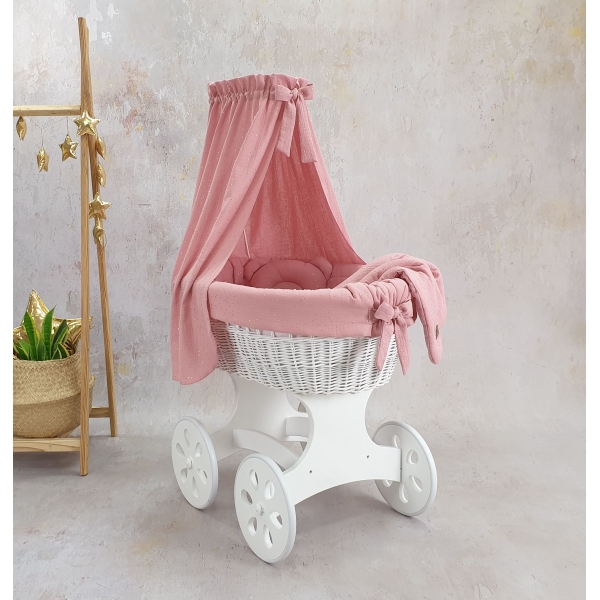 Culla bianca per ragazza mussola rosa