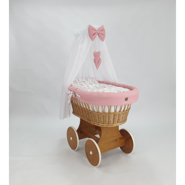 Culla con rivestimento in cotone e con velo