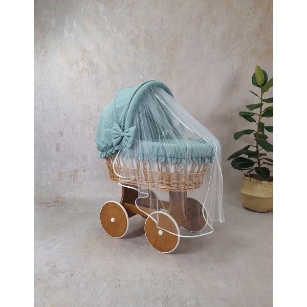 Culla in vimini naturale con accessori per neonati