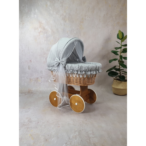 Culla Lettino vimininaturale con biancheria completo khaki