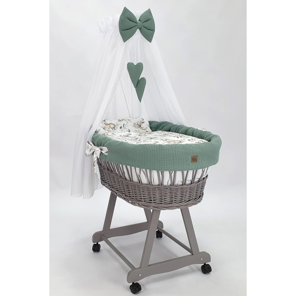 Culla neonato vimini e legno grigio