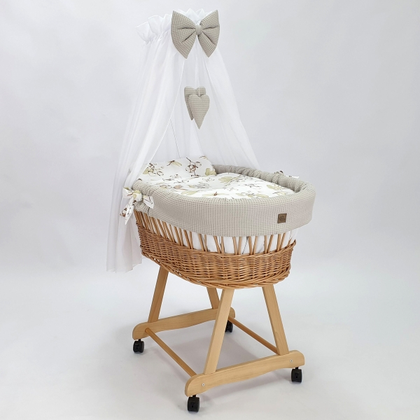 Culla neonato vinimi con baldacchino - Beige