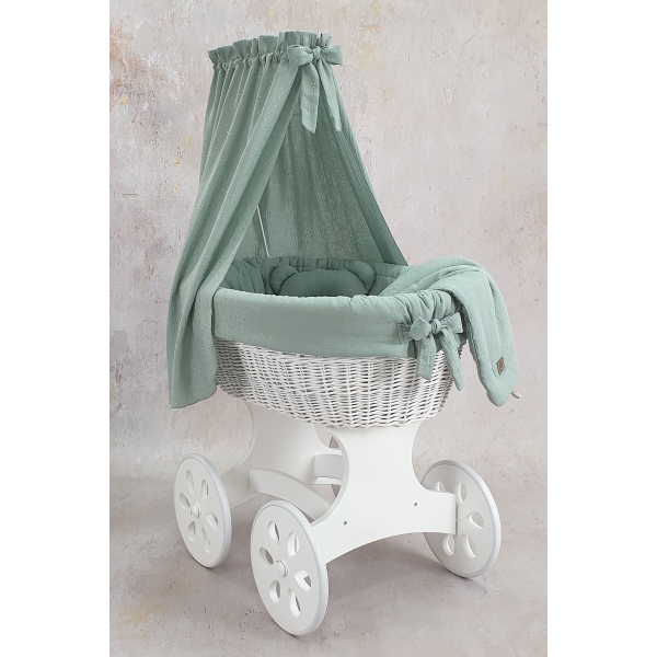 Culla rattan bianco revistimento khaki