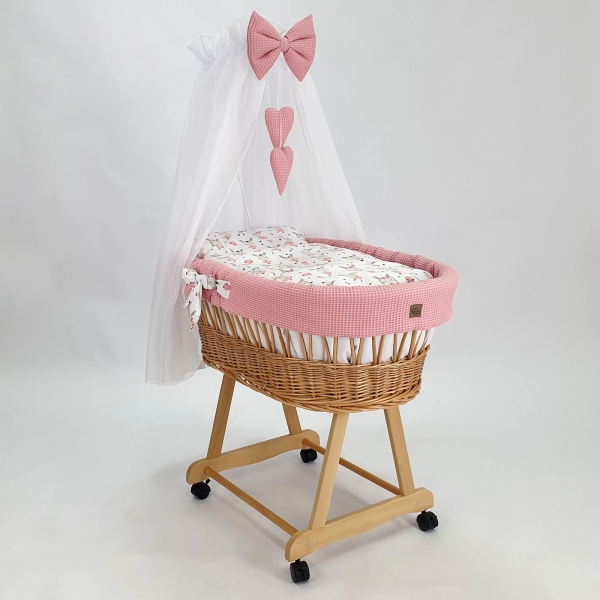 Culla vimini naturale neonato Baladchino Rosa