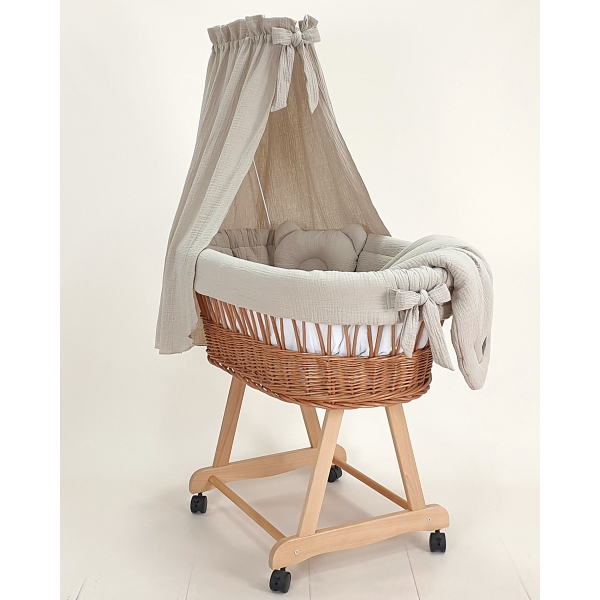 Dettaglio stoffa mussola beige Rivestimento Culla