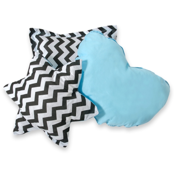 3 Guanciali Nero Blu Chevron