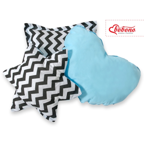 3 Guanciali Nero Blu Chevron