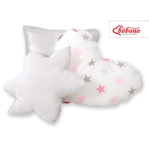 3 Guanciali Rosa Grigio Stelle