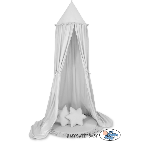 Baldacchino con Tappetino e Cuscini per Cameretta Dei Bambini Grigio