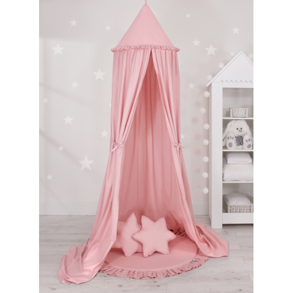 Baldacchino con Tappetino e Cuscini per Cameretta Dei Bambini Rosa Scuro