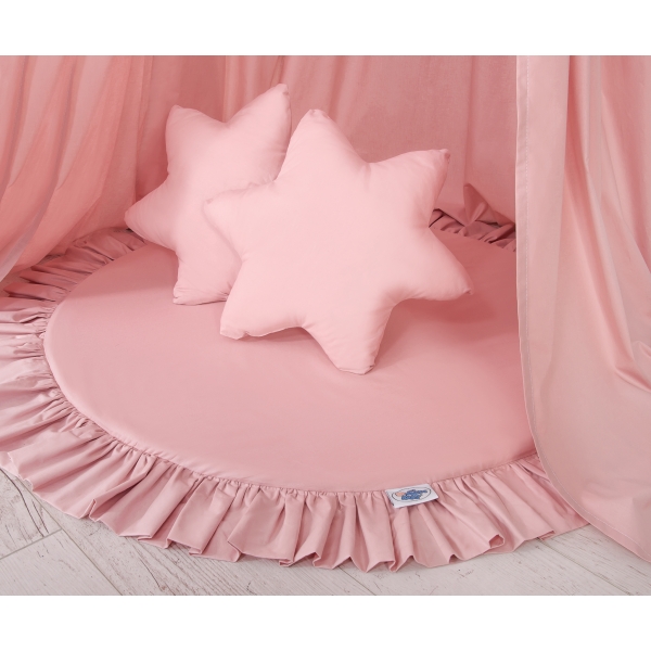 Baldacchino con Tappetino e Cuscini per Cameretta Dei Bambini Rosa Scuro