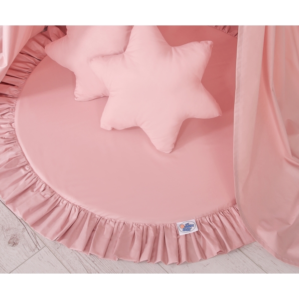 Baldacchino con Tappetino e Cuscini per Cameretta Dei Bambini Rosa Scuro