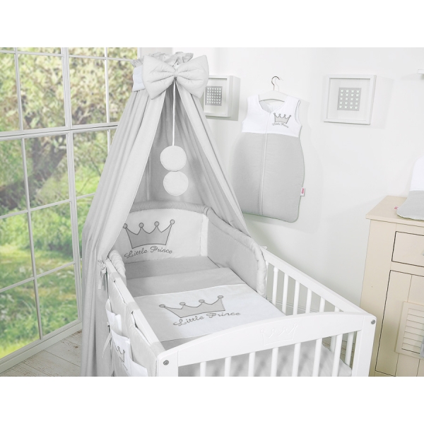 Baldacchino in Cotone per Lettino e Culla Grigio Little Prince/Princess