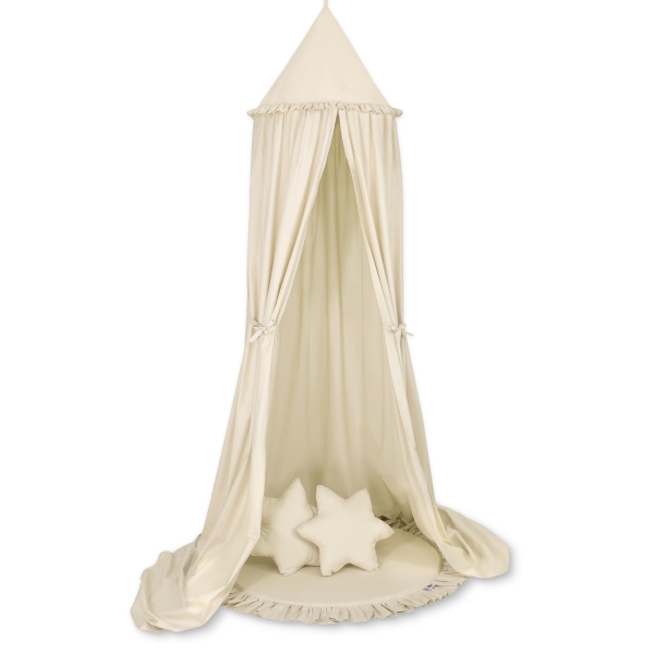 Baldacchino per Lettino e Culla con Tappetino e 2 Cuscini Beige