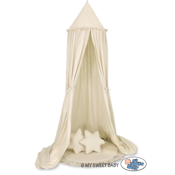 Baldacchino per Lettino e Culla con Tappetino e 2 Cuscini Beige