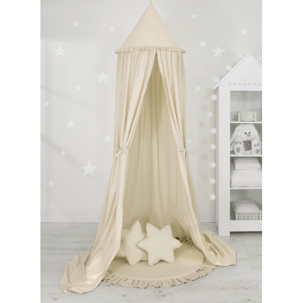 Baldacchino per Lettino e Culla con Tappetino e 2 Cuscini Beige