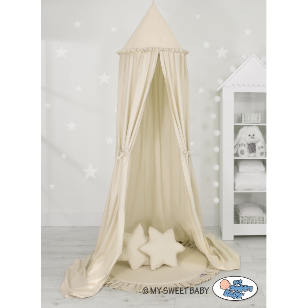 Baldacchino per Lettino e Culla con Tappetino e 2 Cuscini Beige