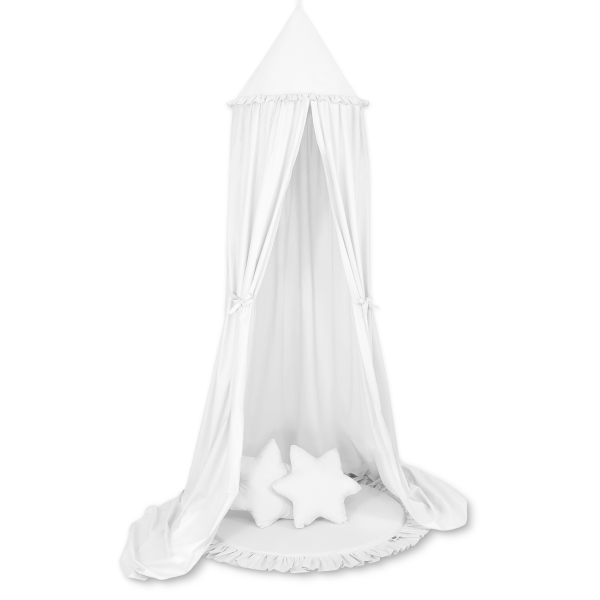 Baldacchino per Lettino e Culla con Tappetino e 2 Cuscini Bianca