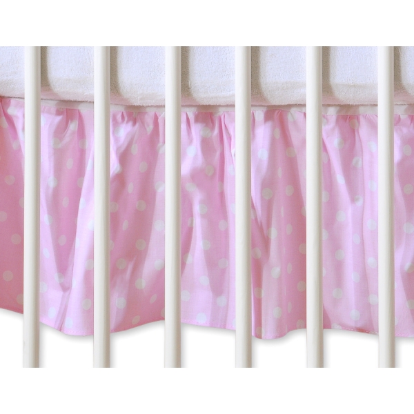 Balza Gonna per Lettino 60x120 Rosa Pois Bianchi Cuori