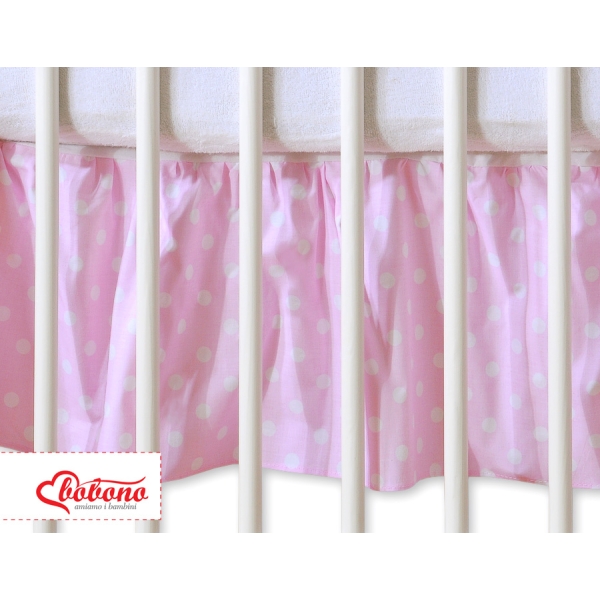 Balza Gonna per Lettino 60x120 Rosa Pois Bianchi Cuori
