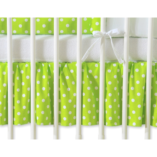 Balza Gonna per Lettino 60x120 Verde Pois Bianchi Cuori