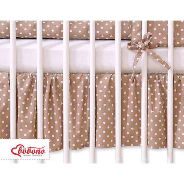Balza Gonna per Lettino 70x140cm Marrone Pois Bianchi Cuori