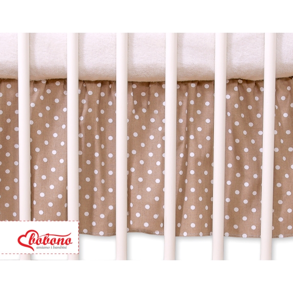 Balza Gonna per Lettino 70x140cm Marrone Pois Bianchi Cuori