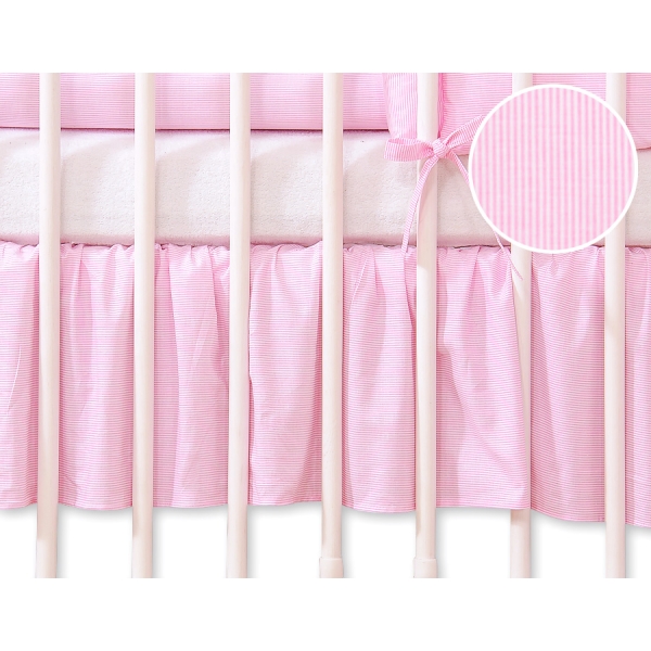 Balza Gonna per Lettino 70x140cm Rosa a Strisce Cuori