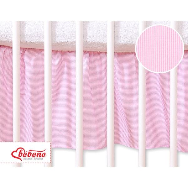 Balza Gonna per Lettino 70x140cm Rosa a Strisce Cuori