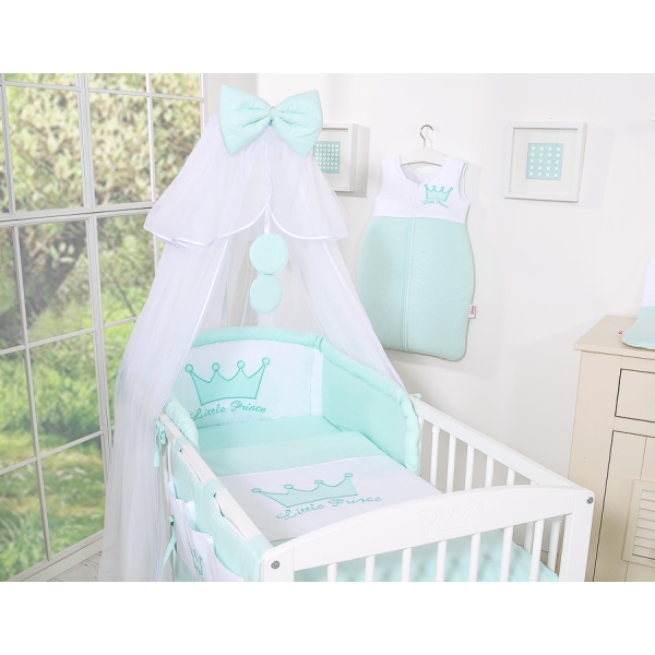 Biancheria da Lettino 7 parti con Zanzariera Menta Little Prince/Princess