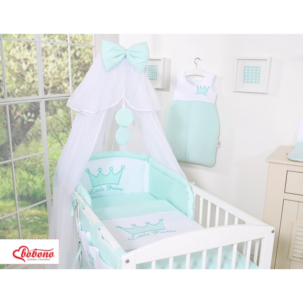 Biancheria da Lettino 7 parti con Zanzariera Menta Little Prince/Princess