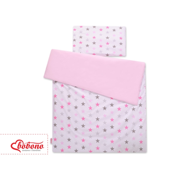 Biancheria Doppia Faccia Lettino 140x200cm Rosa Grigio Stelle