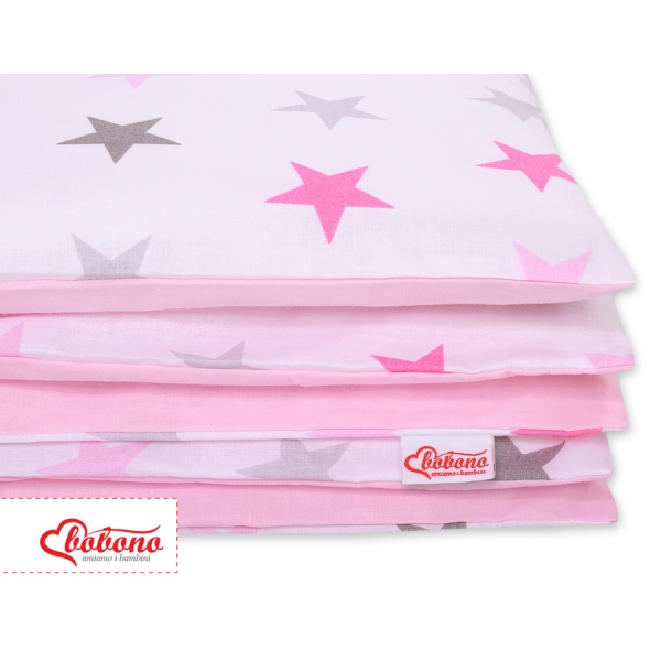 Biancheria Doppia Faccia Lettino 140x200cm Rosa Grigio Stelle